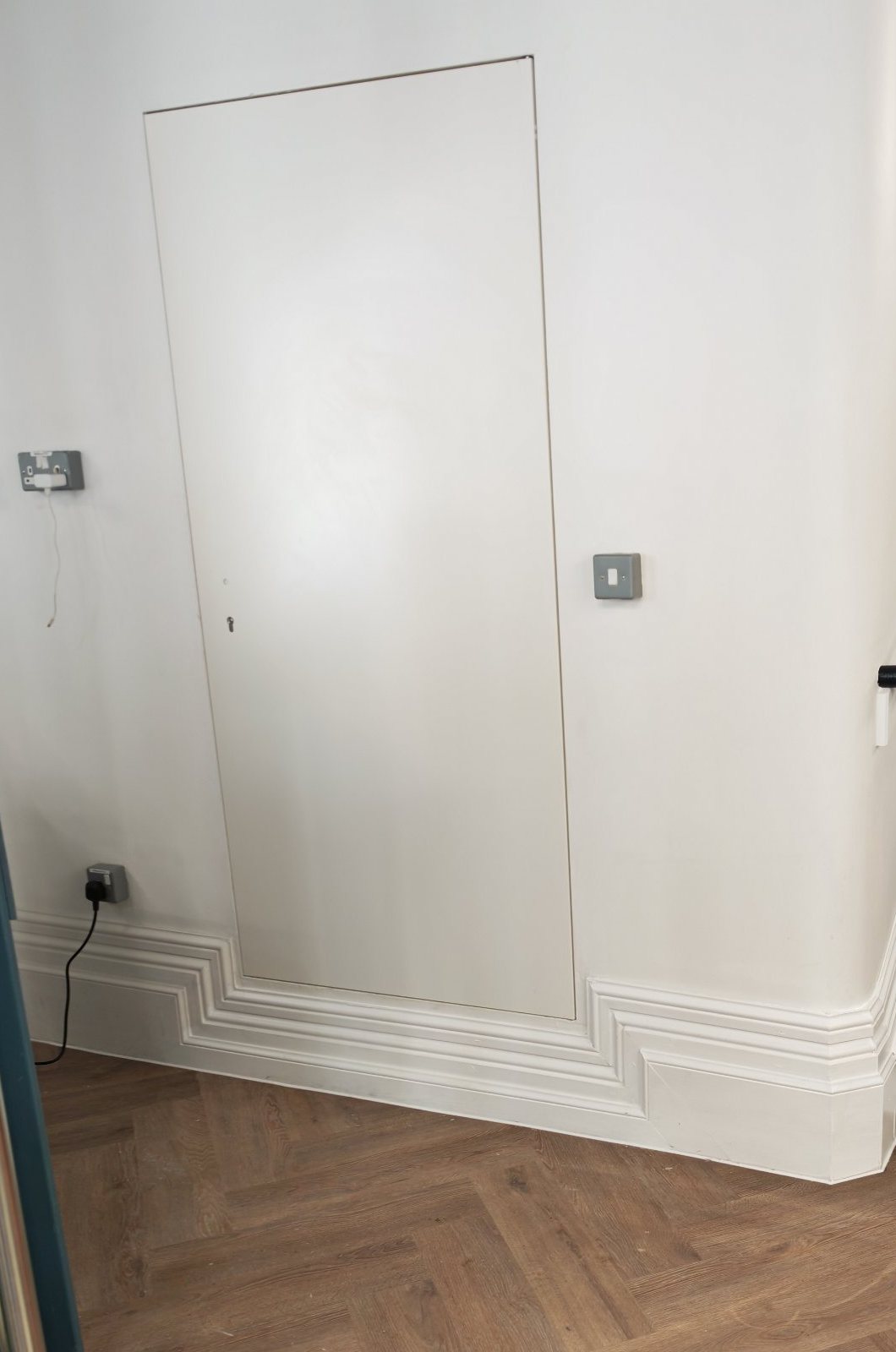 Concealed flush door with moulded skirting running around it